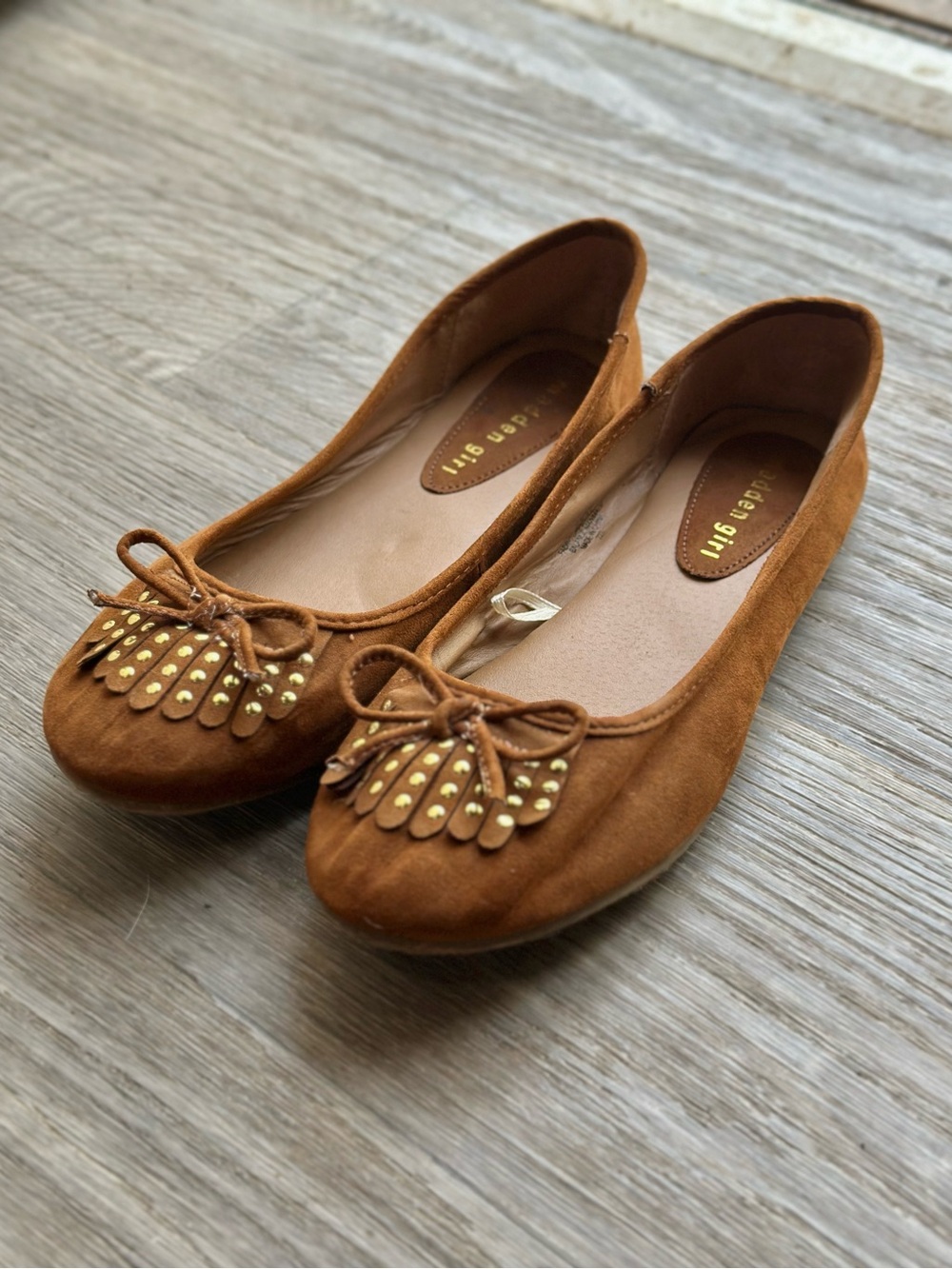 Brown suede Madden Girl ballerina flats